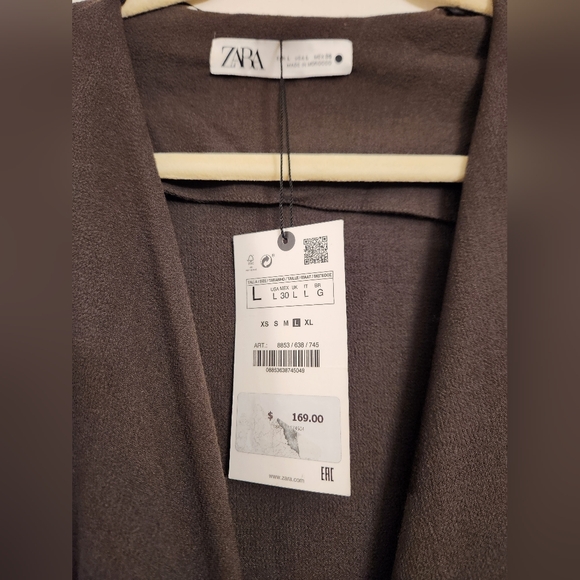 ZARA DRAPED WOOL BLEND DRESS NWT Size L Large - Picture 8 of 11